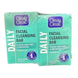 Clean & Clear Daily Facial Cleansing Bar Face Wash Facial Scrub 75g x2 Lot Soap